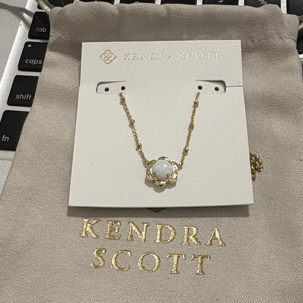 Kendra Scott Gold Necklace with Opalescent Stone